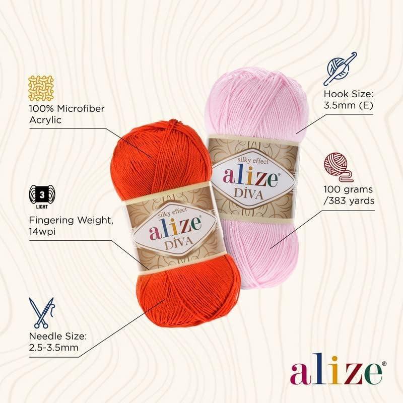 Alize Diva Hand Knitting Yarn - Microfiber Acrylic